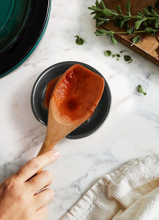 LE TAUCI Ceramic Spoon Rest, 4.8 Inch Spoon Rest for Stove Top, Spoon Holder for Kitchen Counter, Coffee Spoon rest, Utensil Rest for Cooking, Set of 4, Crude Black