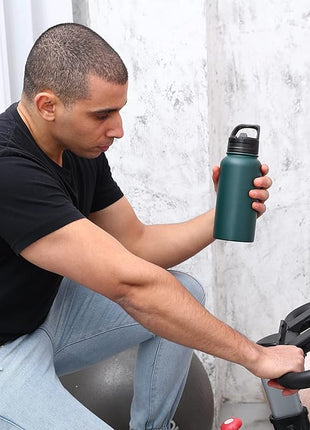 BJPKPK Insulated Water Bottles with Straw Lid, 27oz Stainless Steel Water Bottle with 3 Lids, Leak Proof BPA Free Metal Thermo, Mugs, Tumblers, Keep Cold Hot -Mint