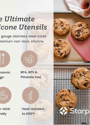 Starpack 'Flex & Flip' Flexible Silicone Turner Spatula (Large) - High Heat Resistant Spatulas for Cooking Egg 600°F - Silicone Pancake Turner Spatula, LFGB Grade Non Stick Rubber Kitchen Utensils