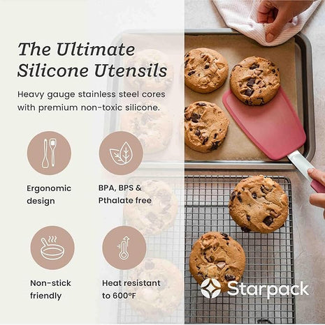 Starpack 'Flex & Flip' Flexible Silicone Turner Spatula (Large) - High Heat Resistant Spatulas for Cooking Egg 600°F - Silicone Pancake Turner Spatula, LFGB Grade Non Stick Rubber Kitchen Utensils