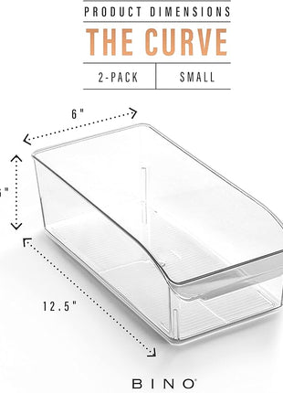 BINO | Plastic Storage Bins, Small | THE CURVE COLLECTION | Multi-Use Organizer Bins | Storage Containers Kitchen, Pantry and Home Organization | Fridge Organizers | Pantry Organization