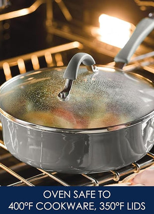 Rachael Ray - 16802 Rachael Ray Cucina Nonstick Cookware Pots and Pans Set, 12 Piece, Sea Salt Gray