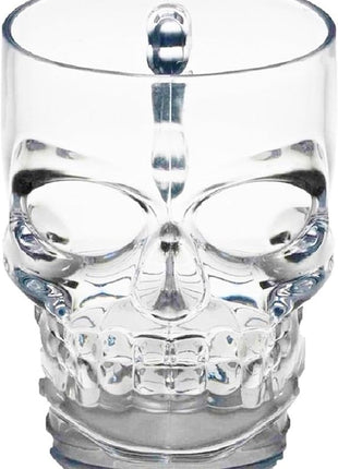 Circleware Skull Face Beer Mug Drinking Glasses with Handle, Set of 2, Heavy Base Funny Entertainment Glassware for Water, Juice and Halloween Decorations Beverage Gifts, 17.6 oz.