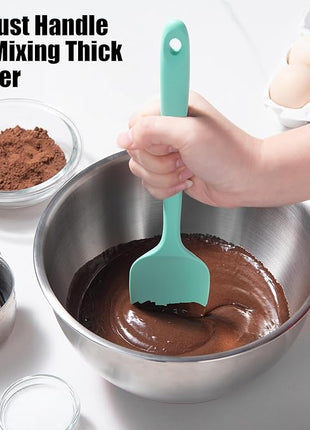 Heat Resistant Silicone Spoon Spatulas, Doosu 600°F High Temp Flexible Cooking Spoons Kitchen Spoonula Scratch-Proof for Mixing Stirring Scraping Serving Non-Stick Cookware (Set of 3, Multi-5)