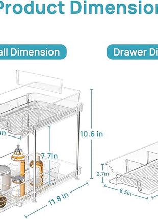 Vtopmart 4 Pack 2 Tier Bathroom Under Sink Organizers and Storage, Clear Kitchen Pantry Organization, Pull Out Medicine Cabinet Organizer with Movable Dividers