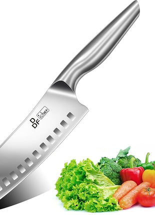 DDF iohEF Kitchen Knife, Chef's Knife In Japanese Stainless Steel Professional Santoku Cooking Knife, 7 Inch Non-slip Ultra Sharp Knife with Ergonomic Handle