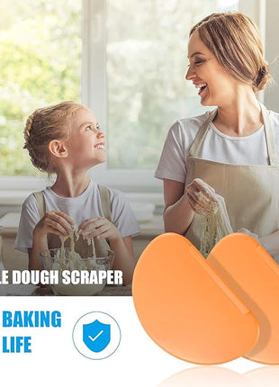 Patelai 2 Pieces Flexible Bowl Dough Scraper Spatula Multipurpose Curved Pastry Scraper Flat Edge Mixing Bowl Cutter for Cake Icing Bread Fondant