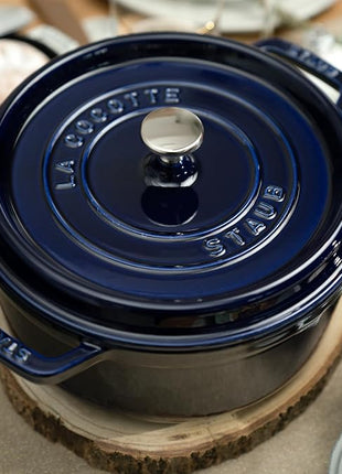 Staub Cast Iron 4-qt Round Cocotte - Dark Blue, Made in France
