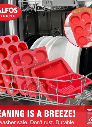 Walfos Silicone Muffin Pan - 6 Cup Non-Stick Silicone Cupcake Pan, Just PoP Out! Food Grade and BPA Free Baking Cups, Perfect for Egg Muffin, Cupcake, Dishwasher Safe (2 Pack Muffin Pan)
