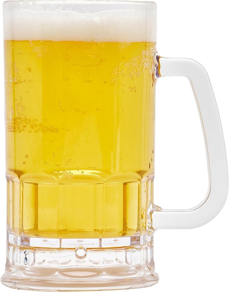 G.E.T. 00085-1-SAN-CL Shatter-Resistant Plastic Beer Mug / Stein, 20 Ounce, BPA Free (Set of 12)