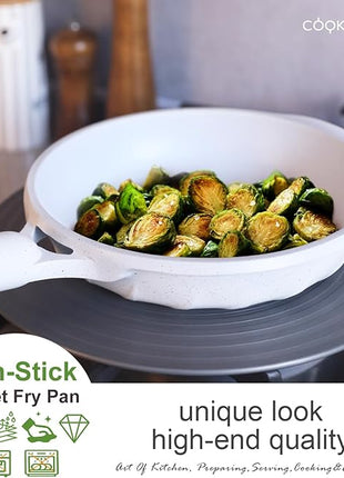 COOKLOVER Nonstick Frying Pan 100% PFOA Free Cookware Induction Skillet Stir Fry Pan (White, 7.9 inch)