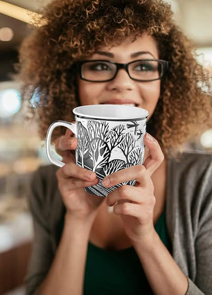 Karma Gifts 16 oz Black and White Boho Mug Horse - Cute Coffee and Tea Mug - Ceramic Coffee Mugs for Women and Men