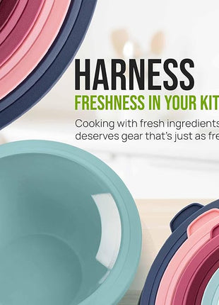 Zulay Kitchen 12 Piece Plastic Mixing Bowls with Leak-Proof Lids Set - Microwave and Freezer Safe Kitchen Mixing Bowls for Preparing, Serving and Storing - Large Nesting Bowls (Cotton Candy Ombre)