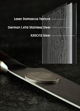 Astercook Chef Knife, 8 Inch Professional Kitchen Chef Knife, German High Carbon Stainless Steel Ultra Sharp Knife, Chefs Knives with Ergonomic Handle and Gift Box