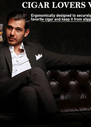 Whiskey Glasses set of 2 - Crystal Old Fashioned Rock Glass Scotch Bourbon and Spirits 10 Ounce Liqueur Tumbler with Side Rest