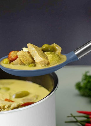 Pack of 2 Large Silicone Cooking Spoons,Non Stick Solid Basting Spoon,Heat-Resistant Kitchen Utensils for Mixing,Serving,Draining,Stirring (Starry Blue)