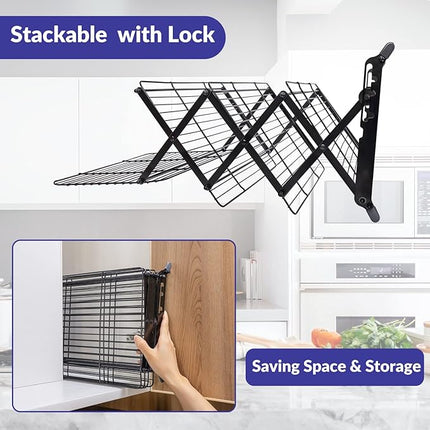 Geesta 2/3/4-Tier Upgraded Collapsible Cooling Rack with Adjustable 3 Setting Design Stackable Roasting Cooking Drying Wire Cooling Rack for Cookies Baking Gifts for Women