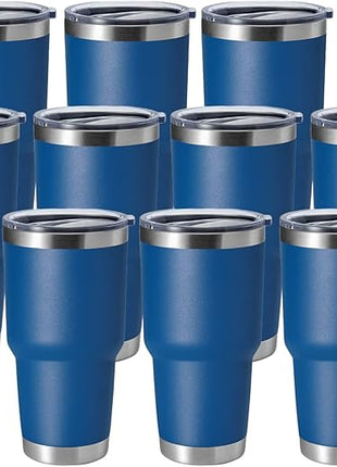 HASLE OUTFITTERS 30oz Stainless Steel Tumbler, Double Wall Vacuum Insulated Travel Mug Tumbler, Durable Insulated Coffee Mug, Gift Box Set (Dark Blue, 12)