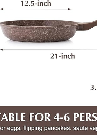 SENSARTE Nonstick Frying Pan Skillet, Omelette Pan, Healthy Stone Cookware Chef's Pan, PFOA Free, Toffee Brown (12.5 Inch)