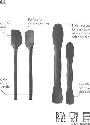 Tovolo All Silicone Mini Tool Set, Charcoal - Set of 4