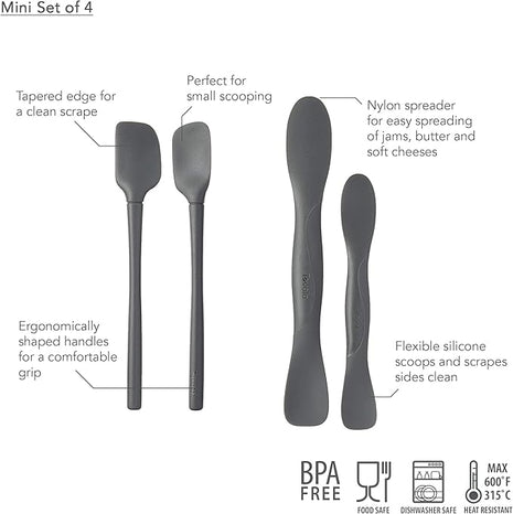 Tovolo All Silicone Mini Tool Set, Charcoal - Set of 4