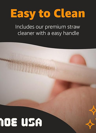 Jmoe USA 12" Replacement Straws for Stanley 40oz & 30oz Tumblers | Fits Reduce 50 oz & 40 oz Cold1 Tumblers | 6-Pack of Reusable Plastic Straws With Cleaning Brush | Food Grade & BPA Free (White)