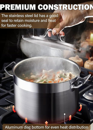 Cooks Standard Stockpots Stainless Steel, 8 Quart Professional Grade Stock Pot with Lid, Silver