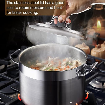 Cooks Standard Stockpots Stainless Steel, 8 Quart Professional Grade Stock Pot with Lid, Silver