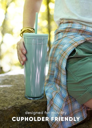 Simple Modern Plastic Tumbler with Lid and Straw | Reusable BPA Free Iced Coffee Cups Double Wall Smoothie Cup | Gifts for Women Men Him Her | Classic Collection | 24oz | Lavender Mist