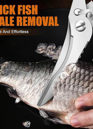 Poultry Shears, Red Heavy Duty Kitchen Shears with Serrated Edge, No Rust Spring Loaded, Multipurpose Stainless Steel Kitchen Scissors for Chicken Meat, Turkey, Fish, Christmas Gifts for Men Women