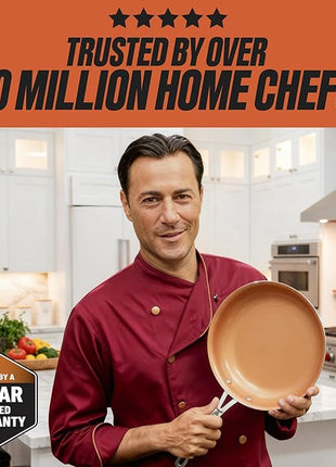 Gotham Steel Non Stick Frying Pan, 12.5” Ceramic Frying Pan Nonstick, Long Lasting Nonstick Cooking Pan with Helper Handle / Stay Cool Handle, Ultra-Durable, Dishwasher / Oven Safe, 100% Non Toxic