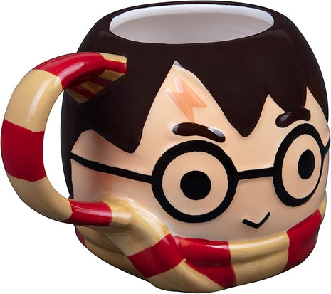 Harry Potter Figural Coffee Mug, 24 oz - Cute Chibi Design with Gryffindor Scarf Handle - Ceramic