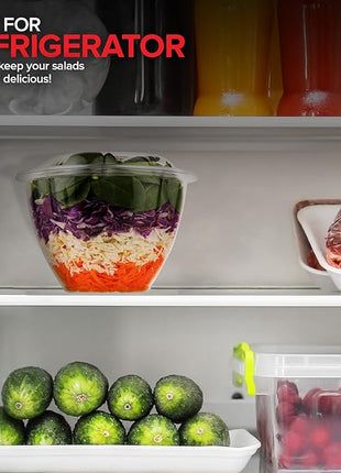 Stock Your Home Plastic Bowls with Lids (50 Count) 48 Oz. Disposable To-Go Containers – Large Airtight Bowls for Dinner or On-the-Go Meals