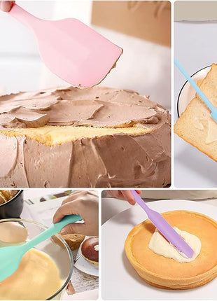 5 Piece Multicolor Silicone Spatula Set, Heat Resistant Rubber Spatulas Set, Silicone Kitchen Utensils Set Dishwasher Safe for Nonstick Cookware Baking Cooking