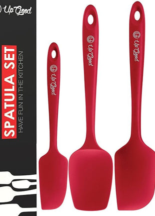 UpGood Silicone Spatula Set 600°F - High Heat Resistant Nonstick, Small and Large Kitchen Spatulas - Flexible BPA Free Professional Grade Cookware - Utensils for Cooking, Baking, Mixing(4 Pcs, Red)