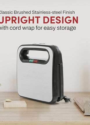 Elite Gourmet ESM2207XSS Sandwich Panini Maker Grilled Cheese, Machine Tuna Melt Omelets Non-stick Cooking Surface, 2 Slice, 750 Watts, Stainless Steel