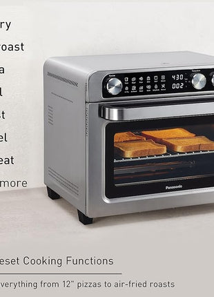 Panasonic FlashXpress Family Size Air Fryer Toaster Oven Combo, 11 Cooking Functions, 1800W PFAS-Free, Double Infrared Heating, Temperature Control Dial, Stainless Steel - NB-G211P