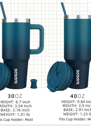 BJPKPK 40 oz Tumbler With Handle Insulated Tumblers With Lid And Straw Stainless Steel Thermal Cup,Indigo Black