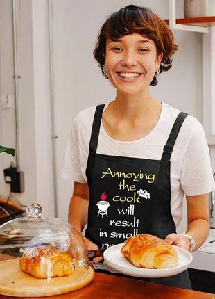 ZOORON Funny Black Chef Aprons for Men Adjustable BBQ Grill Kitchen Cooking Aprons with Pockets, Grill Accessories