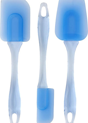 Wilton Easy Flex Silicone Spatula Set - Your Versatile Tools for Mixing, Folding, Scraping, Cooking, Frosting and Serving, Blue, 3-Piece