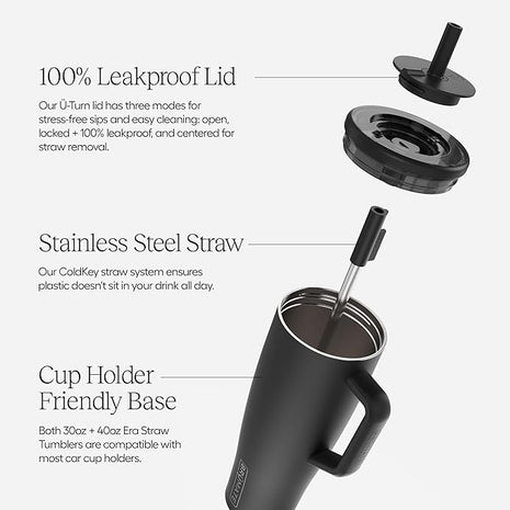 BrüMate Era 30 oz Tumbler with Handle and Straw | 100% Leakproof Insulated Water Bottle Tumbler with Lid and Flexible SoftSip Straw | Made of Stainless Steel | Cup Holder Friendly | 30oz (Rose Taupe)