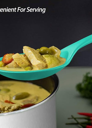 Silicone Spoons for Cooking - Extra Large Kitchen Spoons for Mixing, Serving, & Stirring - 600°F Heat-Resistant Non Stick Utensils Ladle & Skimmer- Dishwasher Safe, Teal