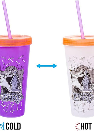 Silver Buffalo Disney Nightmare Before Christmas Character Grid 4 Pack Color Change Plastic Tumbler, 24 Ounces