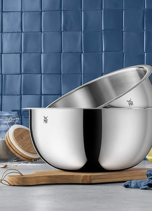 WMF 645709990 Gourmet Bowl Set for Kitchen 4-Piece, Cromargan Stainless Steel, Multifunctional, Mixing Bowl, Serving Bowl, Stackable