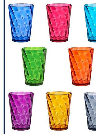 US Acrylic Optix Mini Plastic Reusable Drinking Glasses (Set of 8) 8oz Juice Cups in Jewel Tone Colors | BPA-Free Tumblers, Made in USA | Top-Rack Dishwasher Safe