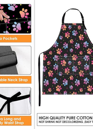 Britimes Apron Home Kitchen Cooking Baking Paw Animal Dog Apron Gardening for Women Men with Pockets 32x28 inch
