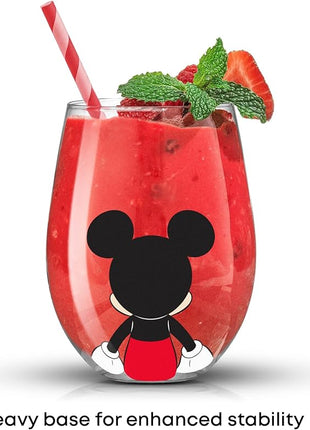 JoyJolt Disney Mickey Mouse Squad Collection Tumblers. 15oz Stemless Wine Glasses Set of 4 Stemless Drinking Glasses. Gifts Stuff, Wine Glass Mickey Mouse Cup Set
