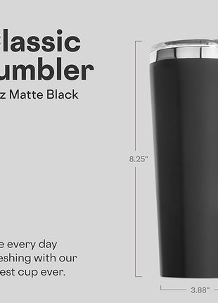 Corkcicle Classic Tumbler - Keeps Drinks Cold for 9 Hours & Hot for 3 - Triple-Insulated Stainless Steel - Holiday Tumbler Gift - 24 oz - Matte Black