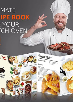 Overmont Cast Iron Dutch Oven with dual use Skillet lid for Oven, Induction, Electric, Grill, Stovetop, (3.2QT Pot, 10.5 inches)