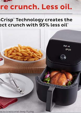 Instant Pot Vortex Slim XL 6QT Air Fryer that Crisps, Roasts, Reheats, Bakes, Broils & is Quiet, Space Saving, Nonstick, Dishwasher-Safe, 100+ In-App Recipes, from the Makers of Instant Pot, Black